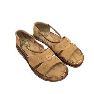 Earth Shoe Gelron 2000 Brown Suede Leather Slip On Sandals Size 6W